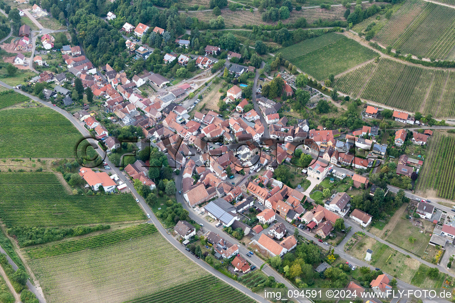 Aerial view of Leinsweiler in the state Rhineland-Palatinate, Germany