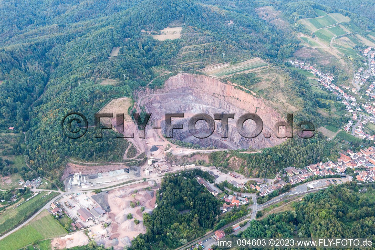 Aerial view of Quarry in Albersweiler in the state Rhineland-Palatinate, Germany