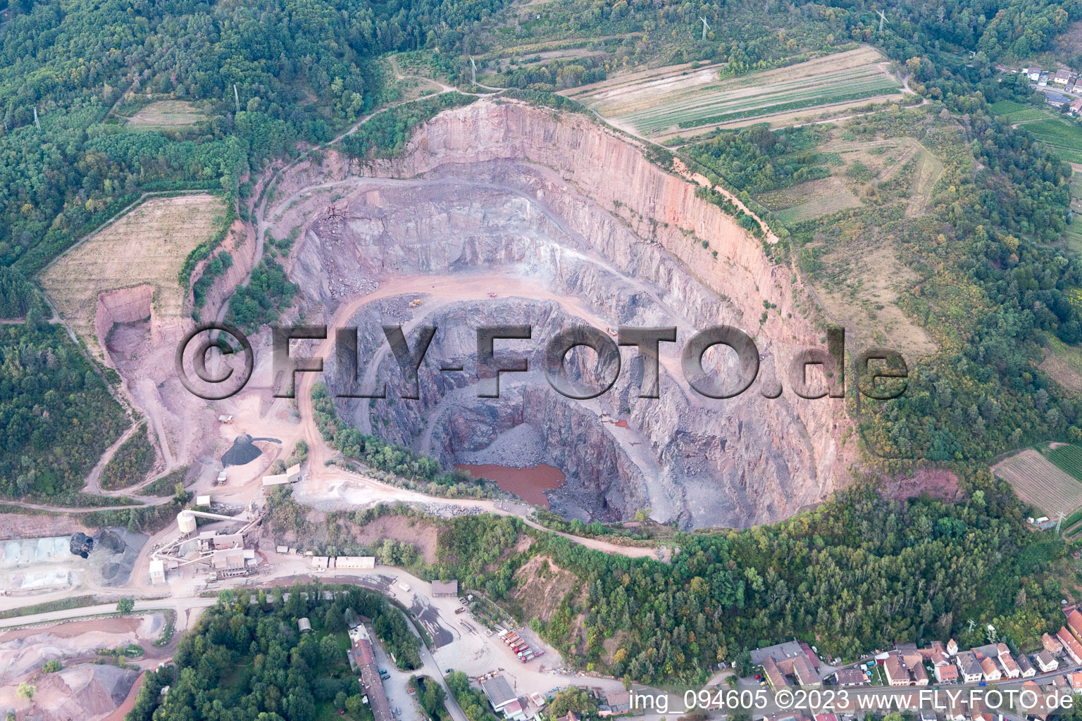 Oblique view of Quarry in Albersweiler in the state Rhineland-Palatinate, Germany