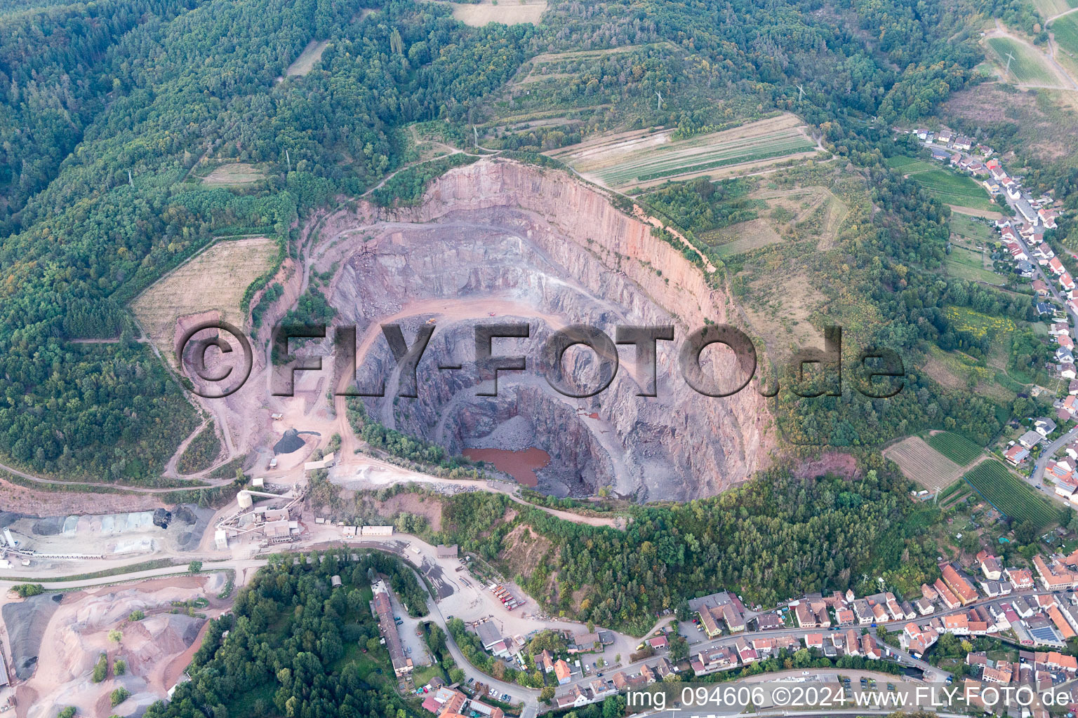 Quarry in Albersweiler in the state Rhineland-Palatinate, Germany from above