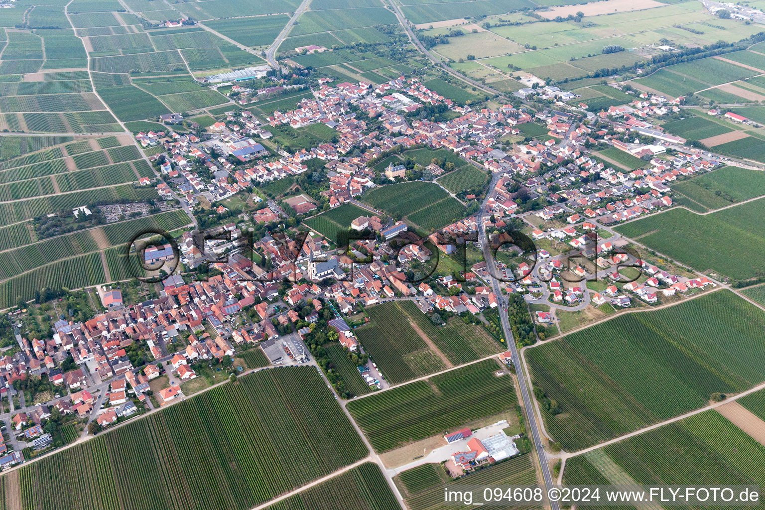 Town View of the streets and houses of the residential areas in Edesheim in the state Rhineland-Palatinate