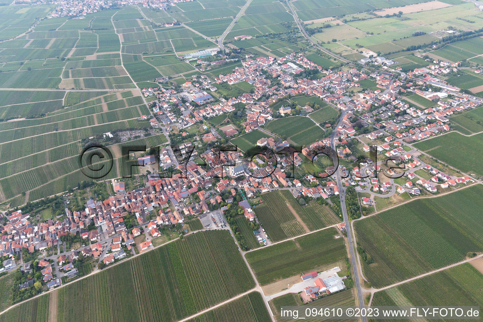 Edesheim in the state Rhineland-Palatinate, Germany from a drone