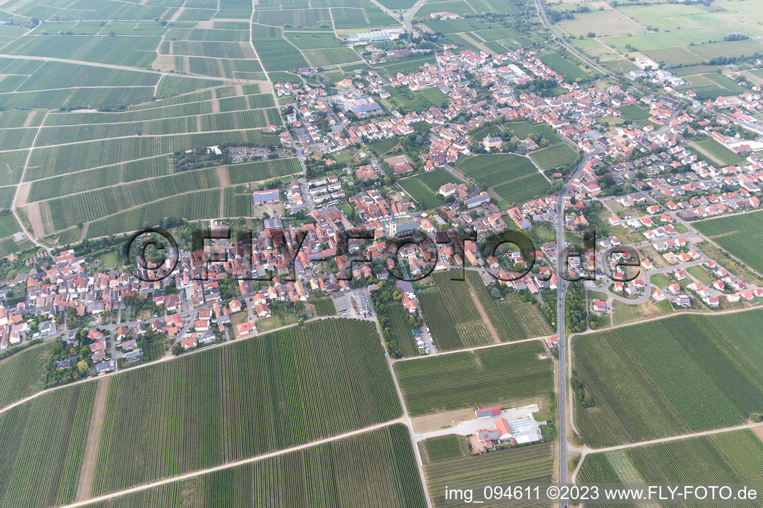 Edesheim in the state Rhineland-Palatinate, Germany seen from a drone