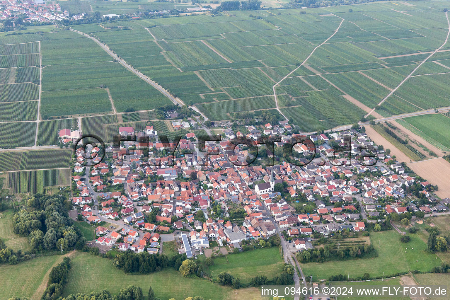 Venningen in the state Rhineland-Palatinate, Germany seen from above