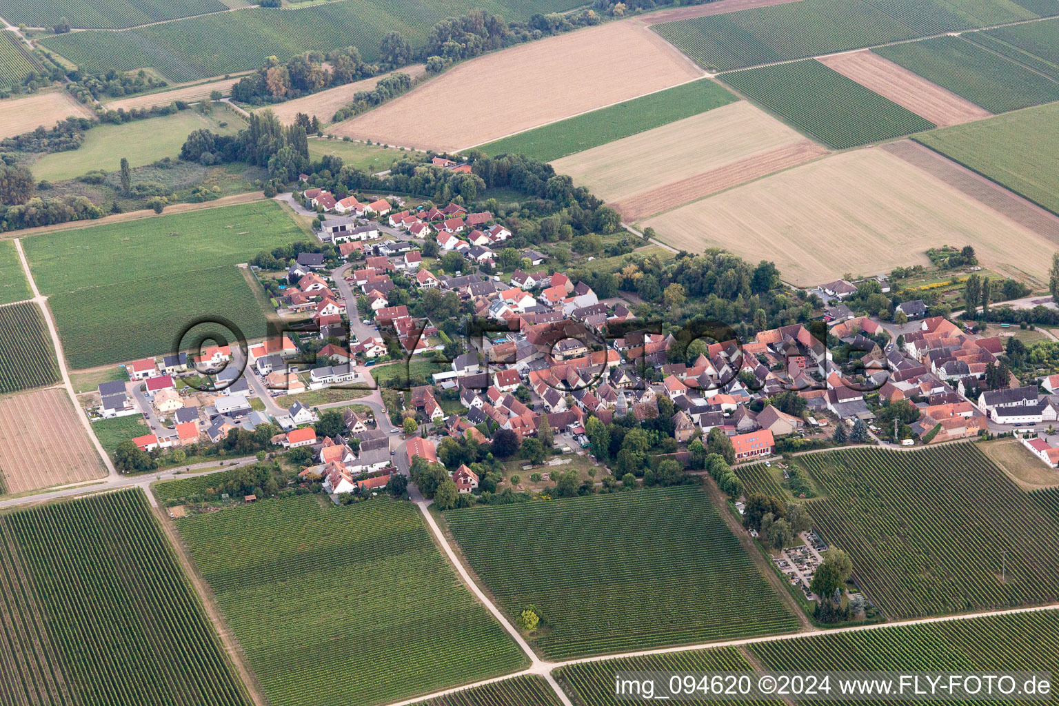 Kleinfischlingen in the state Rhineland-Palatinate, Germany from the plane