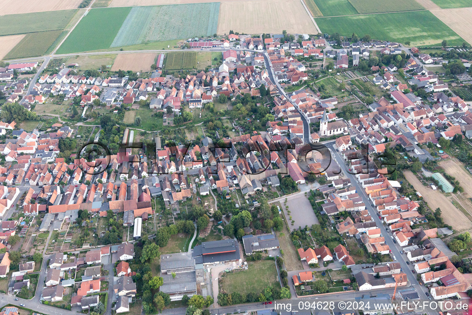 District Ottersheim in Ottersheim bei Landau in the state Rhineland-Palatinate, Germany seen from a drone