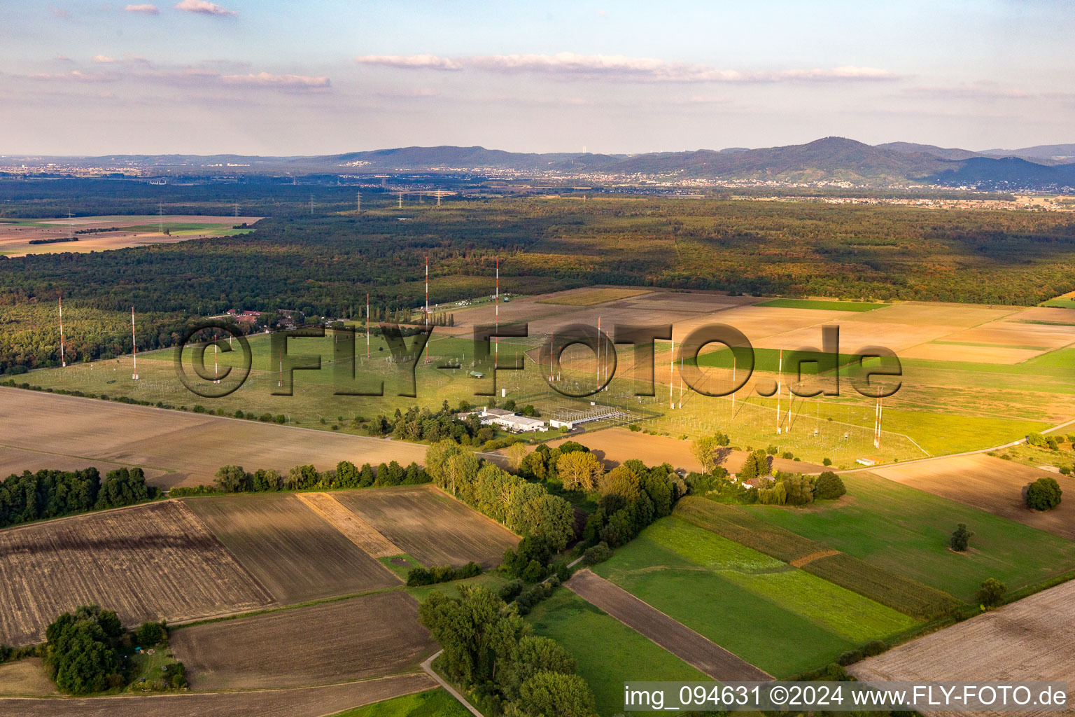 Aerial photograpy of Antennas in Biblis in the state Hesse, Germany