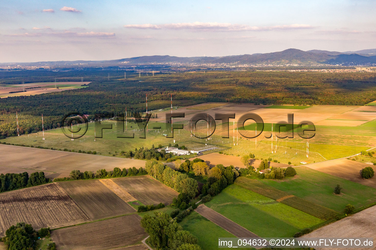 Oblique view of Antennas in Biblis in the state Hesse, Germany