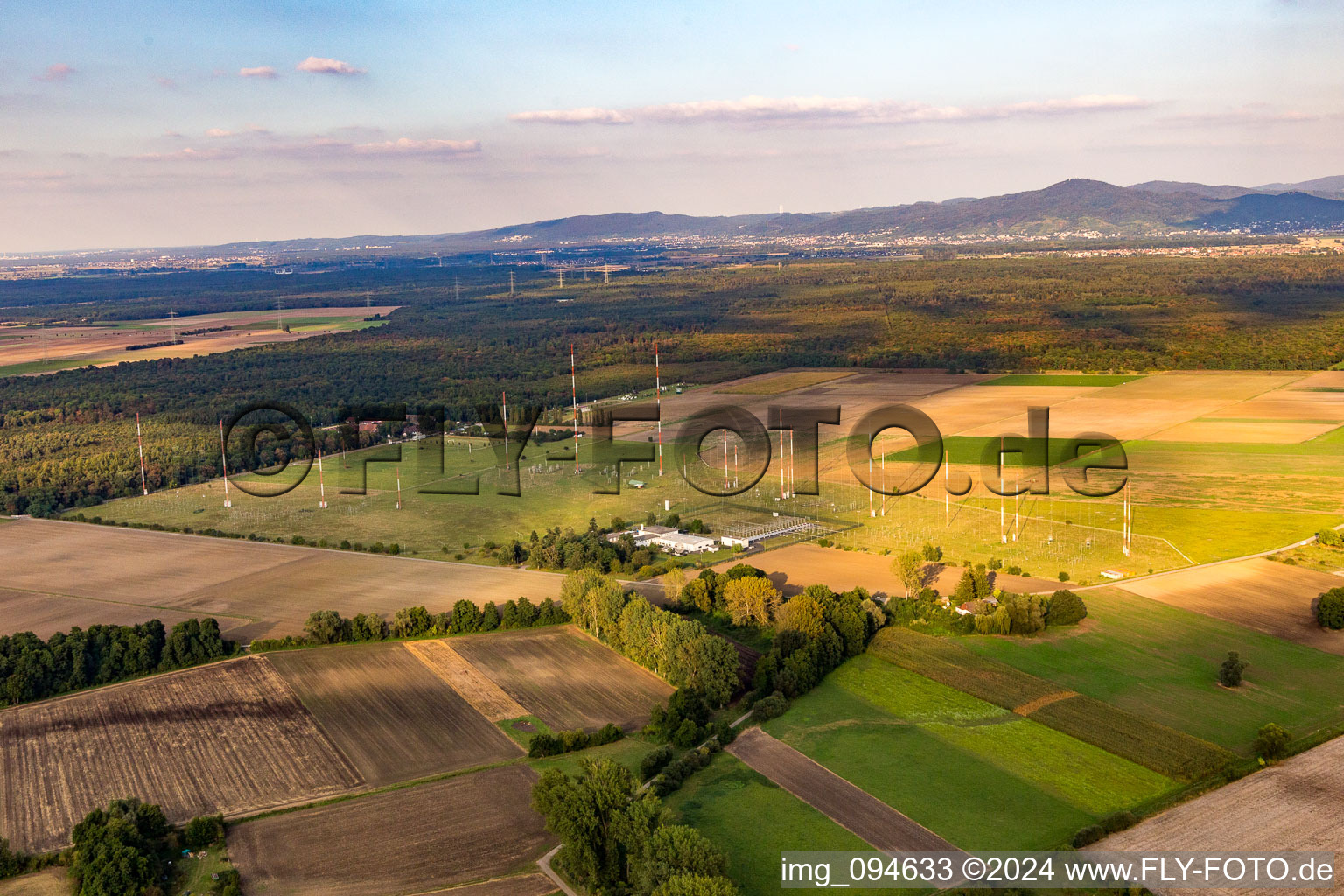 Antennas in Biblis in the state Hesse, Germany from above