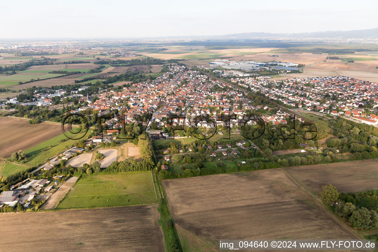 Groß-Rohrheim in the state Hesse, Germany from above