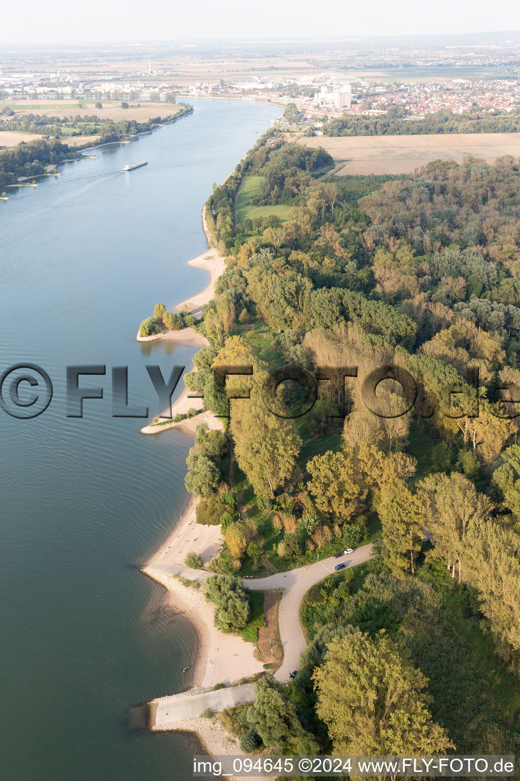 Oblique view of Hamm am Rhein in the state Rhineland-Palatinate, Germany