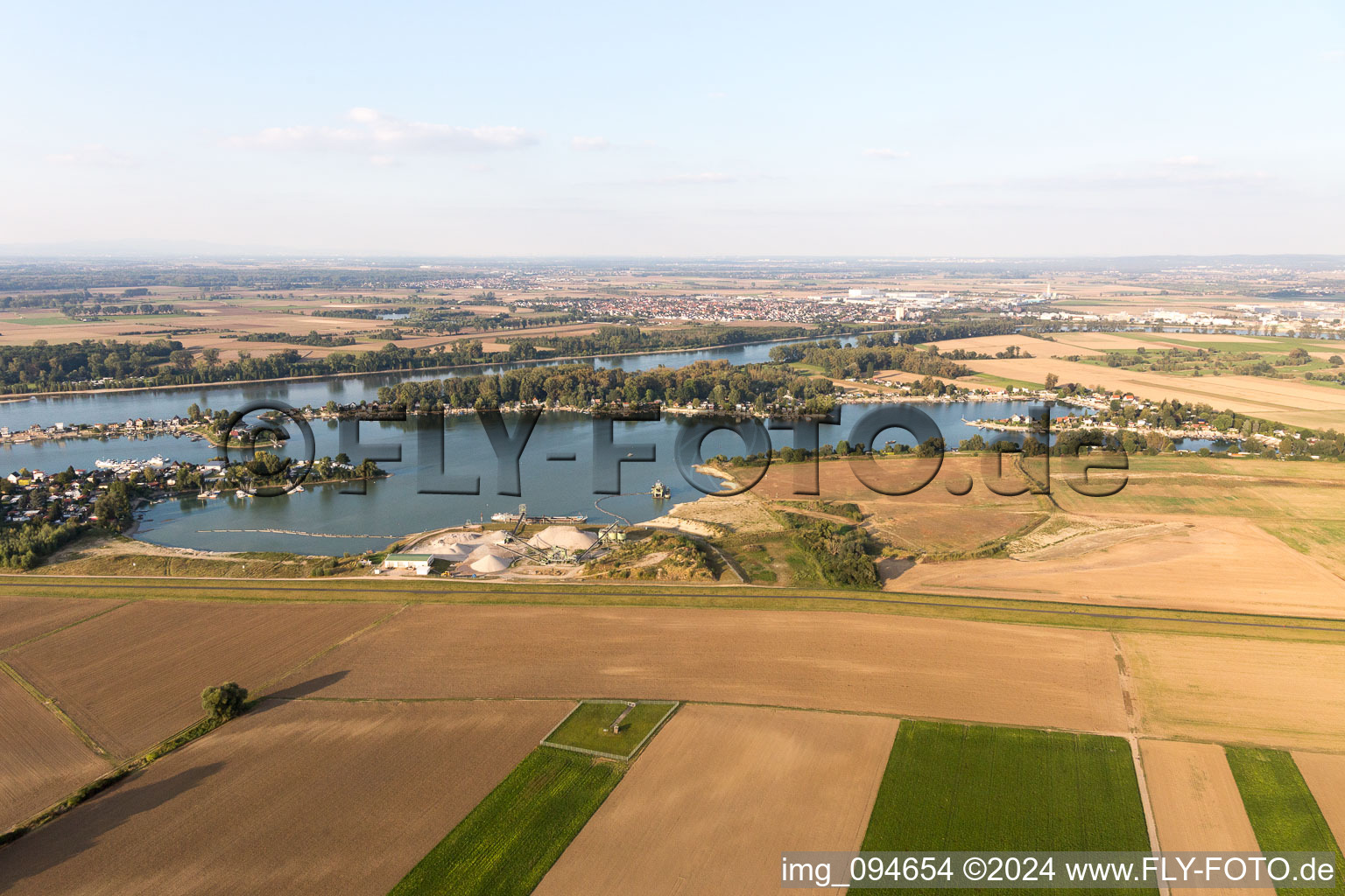 Eicher See weekend house area in Hamm Am Rhein in Eich in the state Rhineland-Palatinate, Germany seen from above