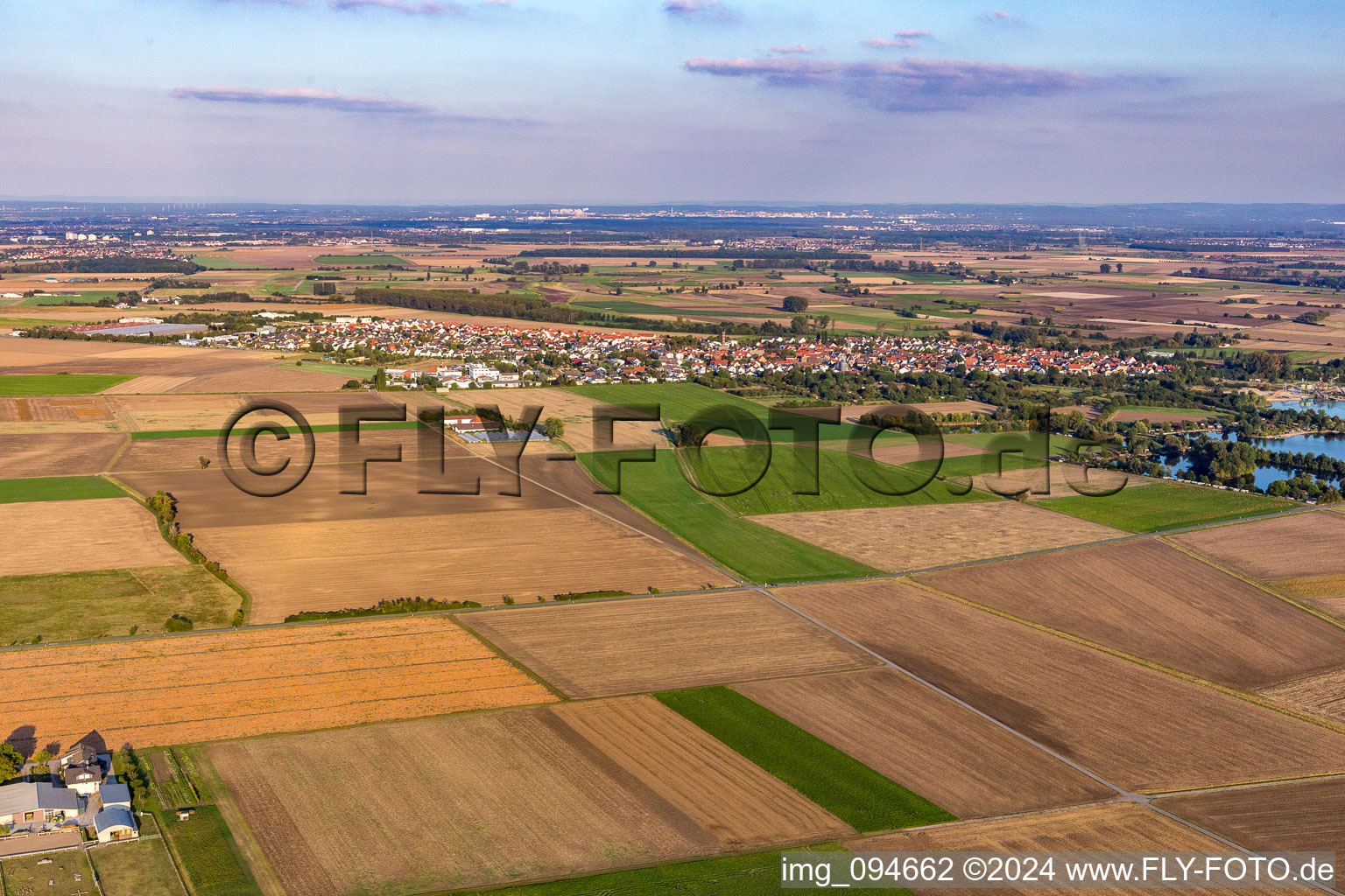 Aerial photograpy of District Geinsheim in Trebur in the state Hesse, Germany