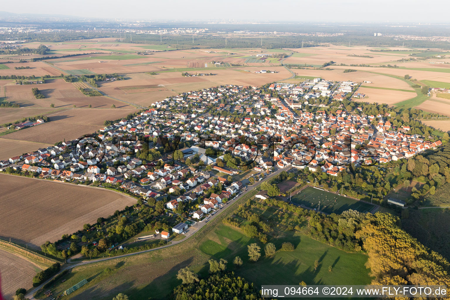 Aerial view of Astheim in the state Hesse, Germany