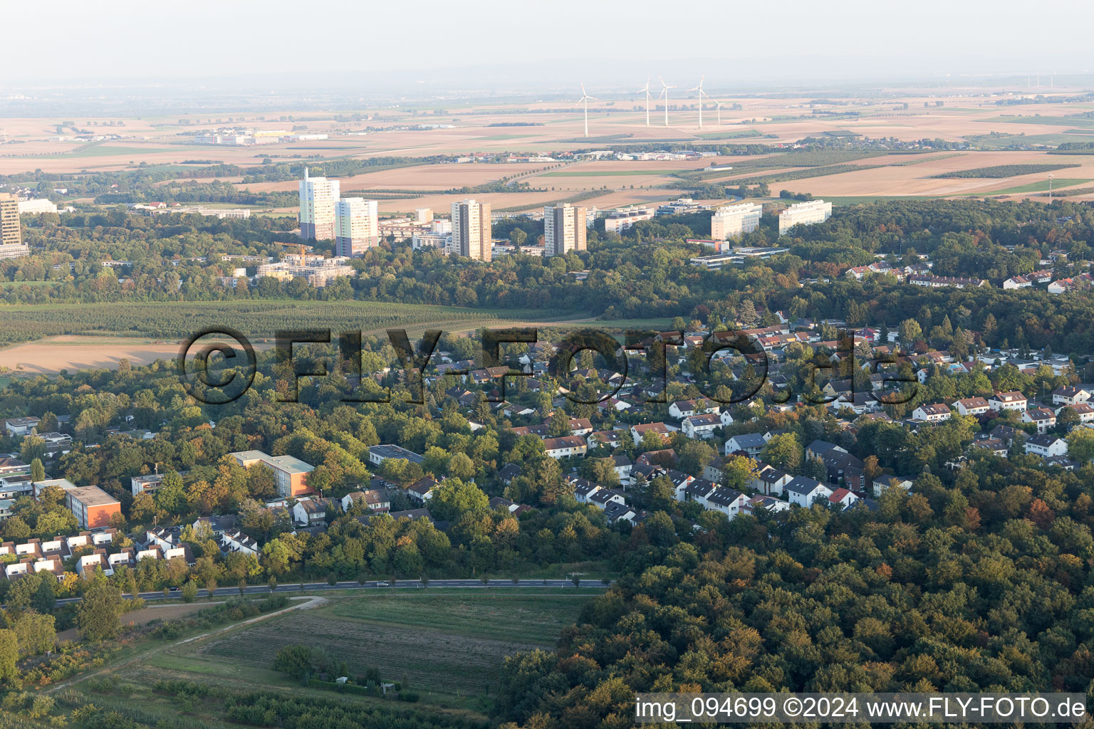 Aerial view of District Lerchenberg in Mainz in the state Rhineland-Palatinate, Germany