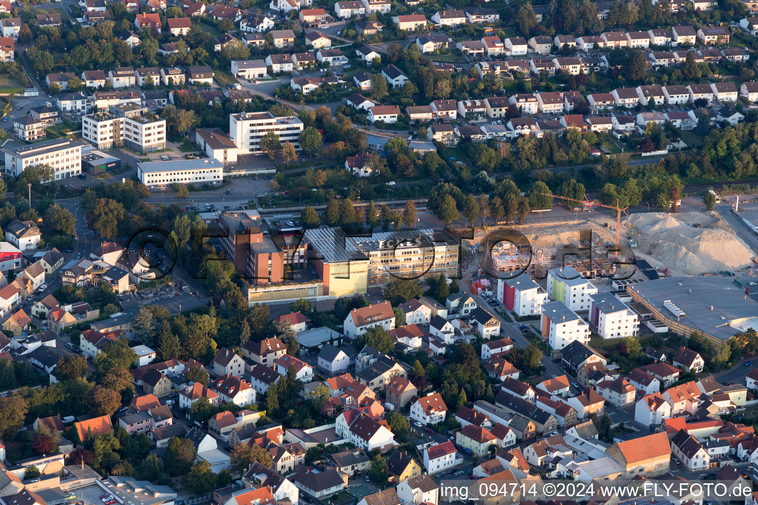 Oblique view of Nieder-Olm in the state Rhineland-Palatinate, Germany