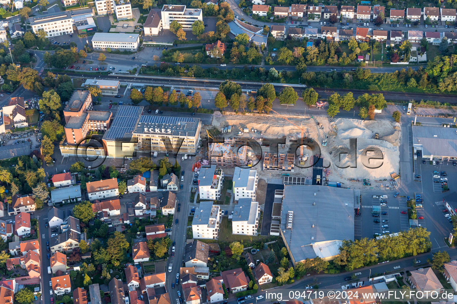 Extension - new building - construction site on the factory premises of Eckes-Granini Deutschland GmbH in Nieder-Olm in the state Rhineland-Palatinate, Germany