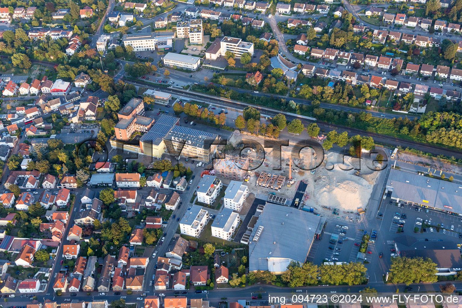 Aerial view of Extension - new building - construction site on the factory premises of Eckes-Granini Deutschland GmbH in Nieder-Olm in the state Rhineland-Palatinate, Germany