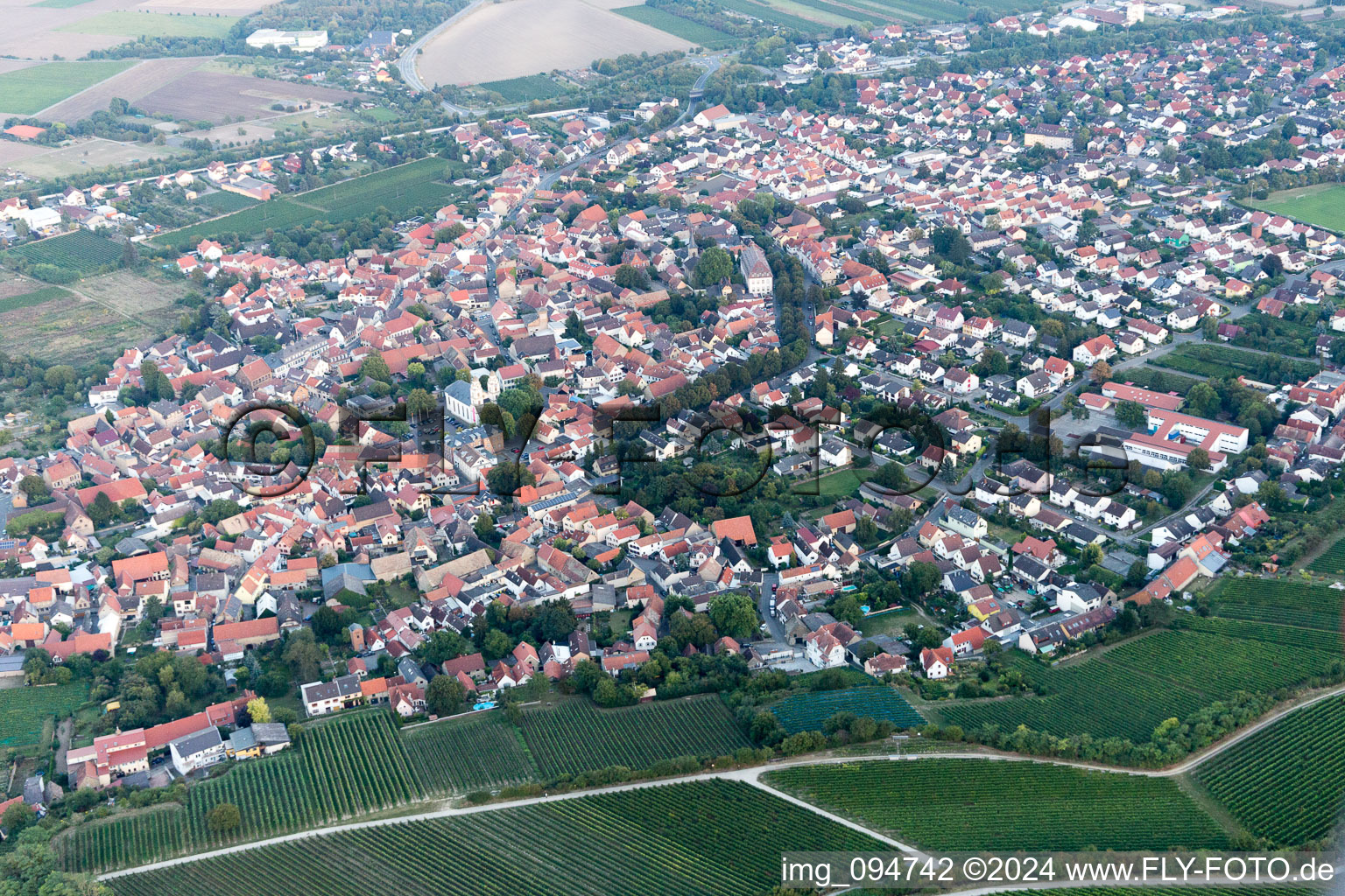 Bird's eye view of Guntersblum in the state Rhineland-Palatinate, Germany