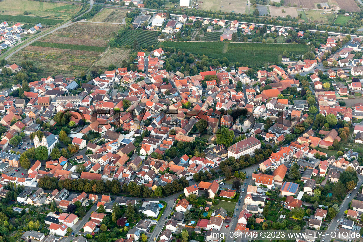 Drone image of Guntersblum in the state Rhineland-Palatinate, Germany