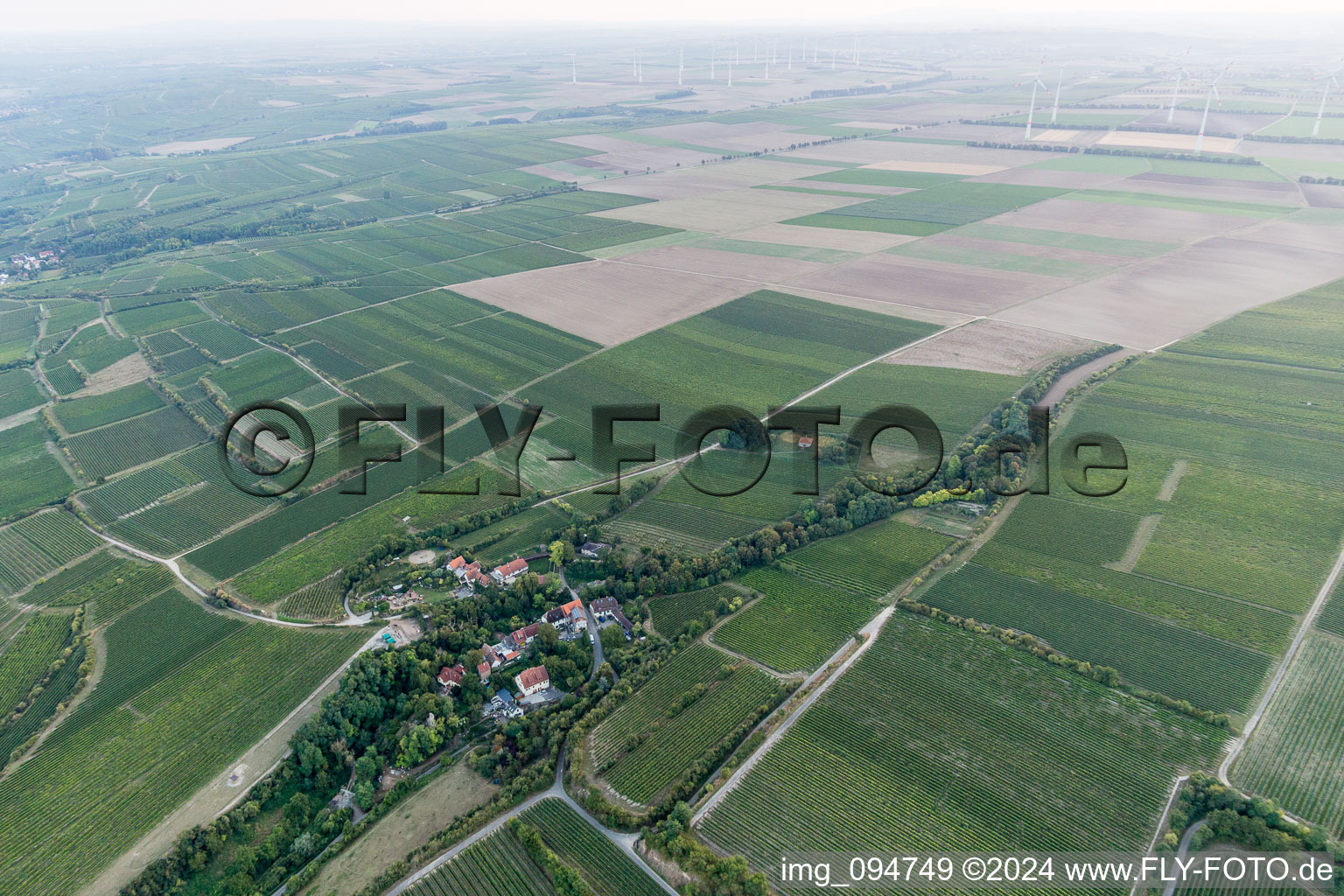 Aerial view of Walheimer Graben in the district Hangen-Wahlheim in Alsheim in the state Rhineland-Palatinate, Germany