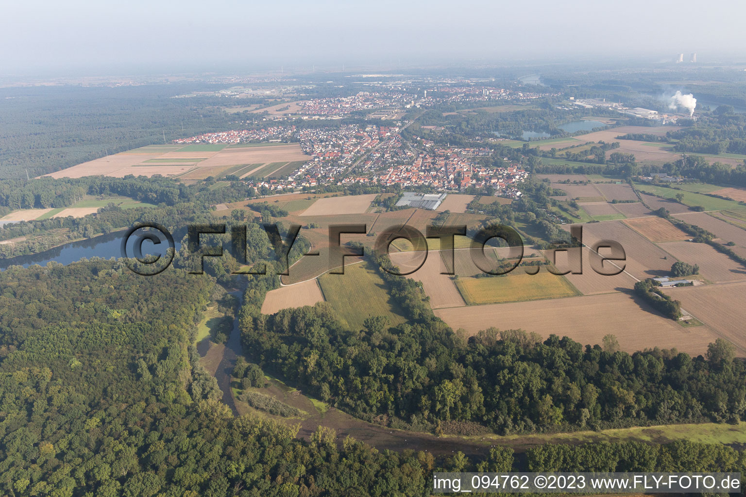 District Sondernheim in Germersheim in the state Rhineland-Palatinate, Germany from a drone