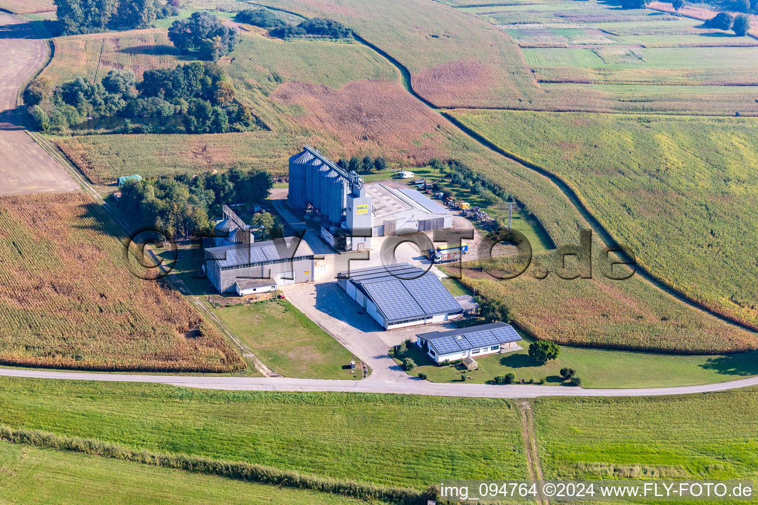 Homestead of a farm Bolz Landhandel GmbH in the district Liedolsheim in Dettenheim in the state Baden-Wurttemberg, Germany