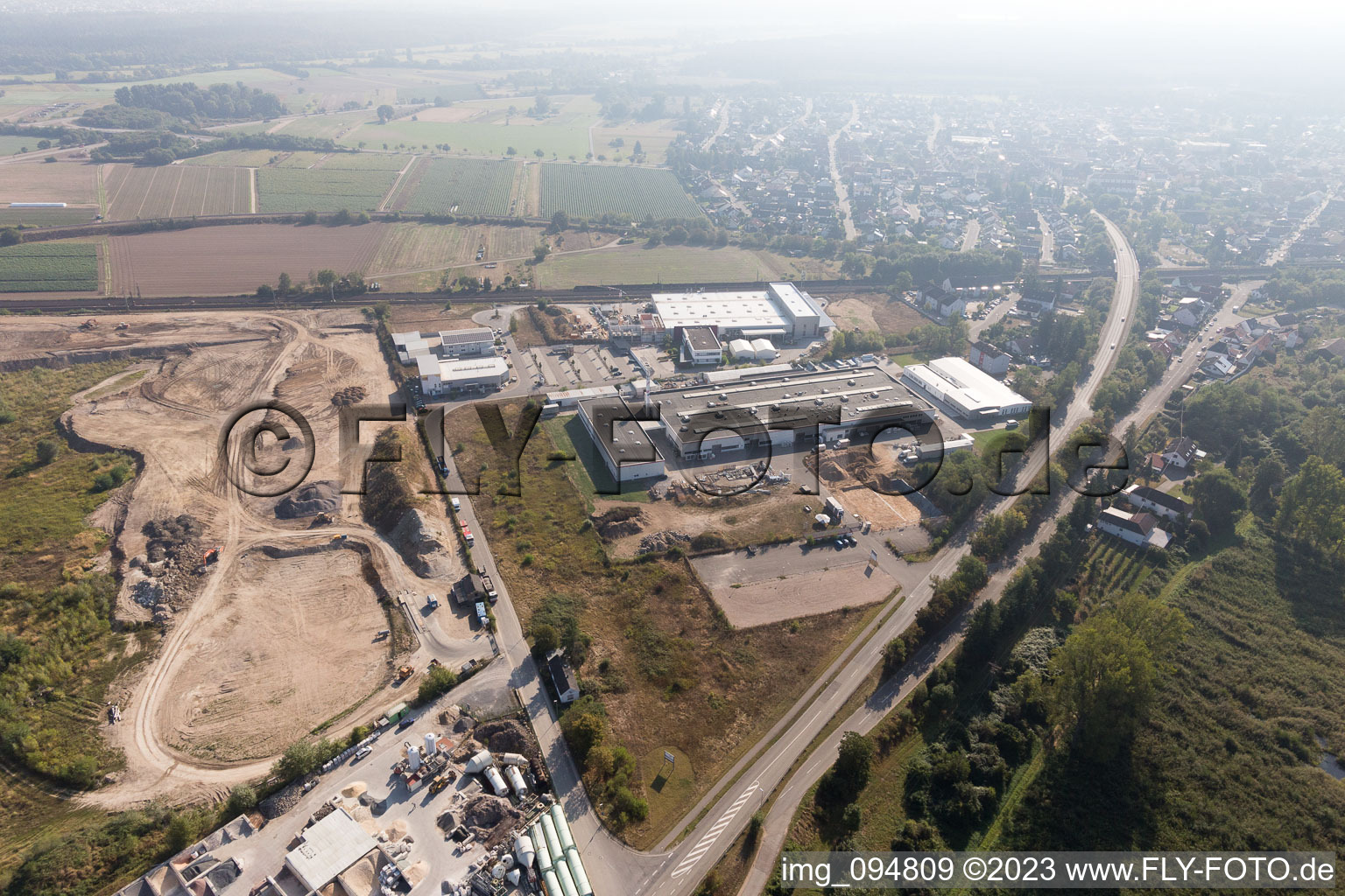 District Neudorf in Graben-Neudorf in the state Baden-Wuerttemberg, Germany from the plane