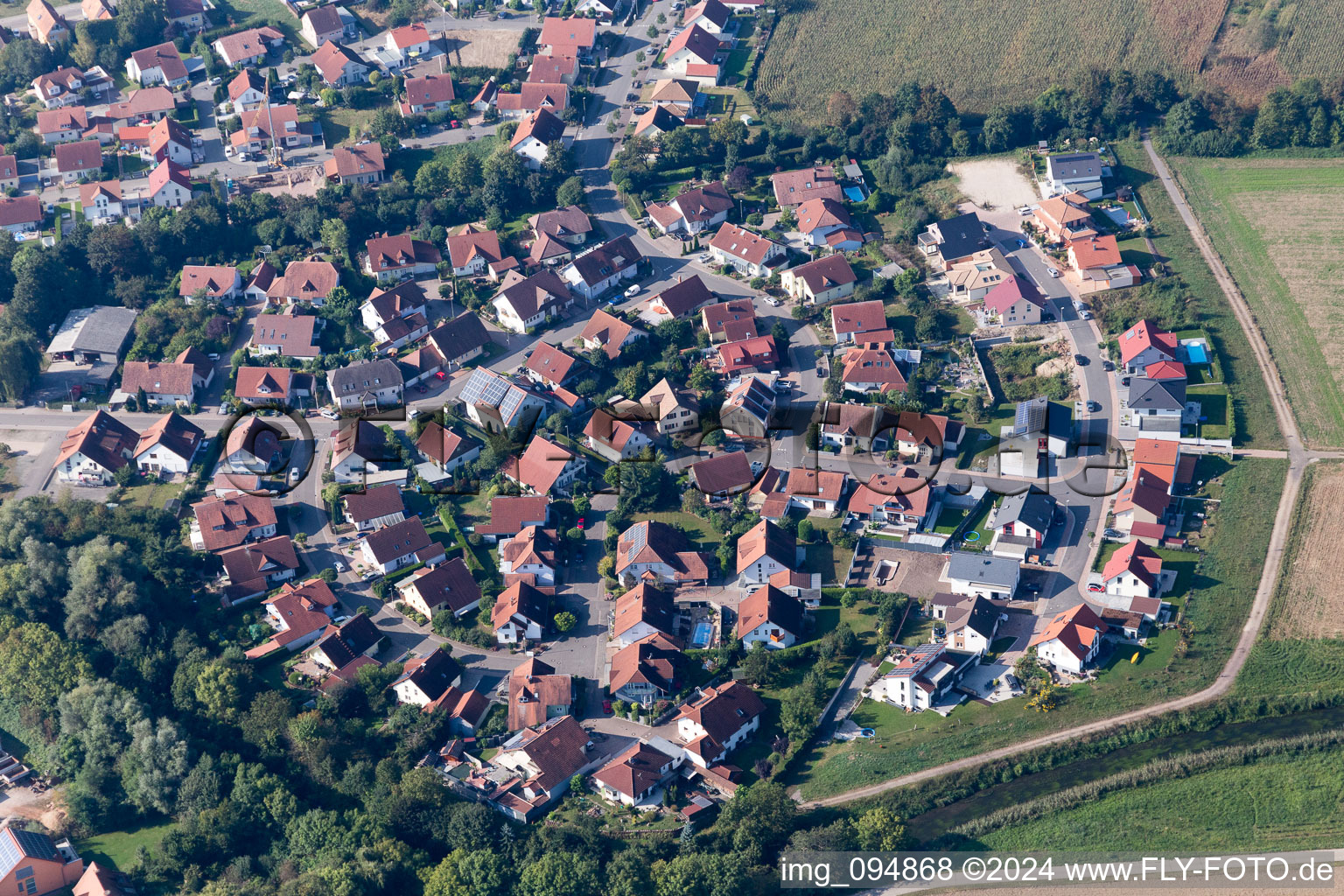 Leimersheim in the state Rhineland-Palatinate, Germany from the drone perspective