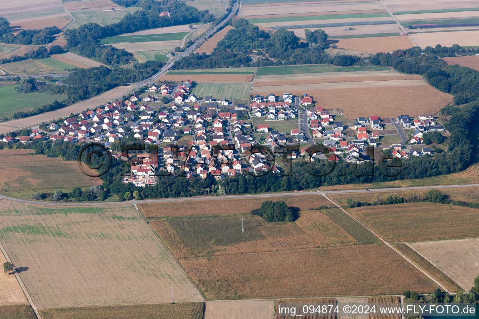 Aerial view of District Hardtwald in Neupotz in the state Rhineland-Palatinate, Germany