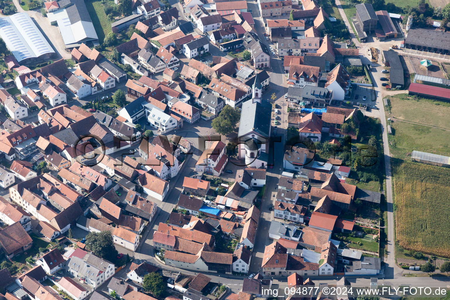 Neupotz in the state Rhineland-Palatinate, Germany from a drone