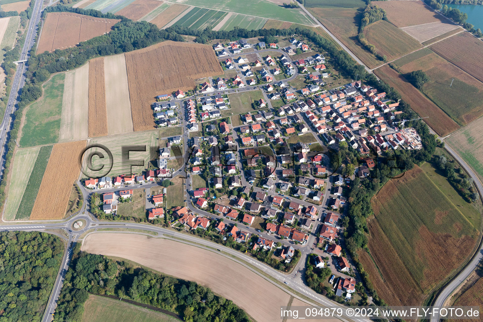 District Hardtwald in Neupotz in the state Rhineland-Palatinate, Germany from a drone