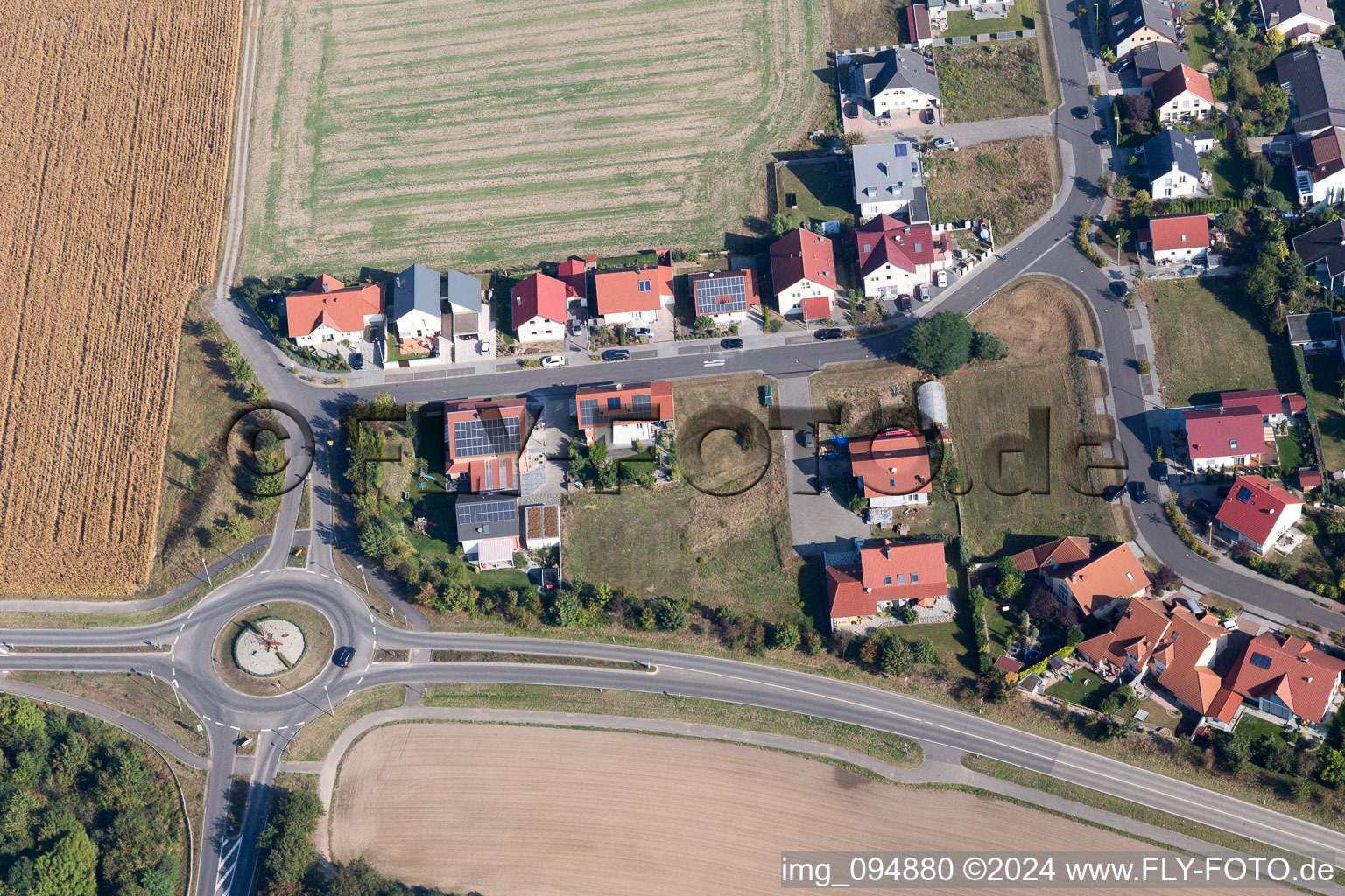 District Hardtwald in Neupotz in the state Rhineland-Palatinate, Germany seen from a drone