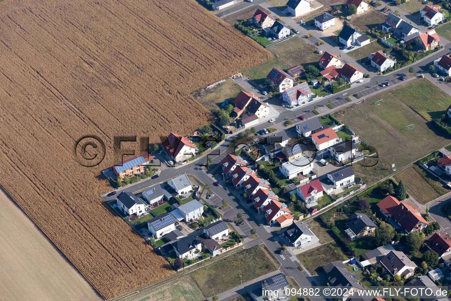 Aerial photograpy of District Hardtwald in Neupotz in the state Rhineland-Palatinate, Germany