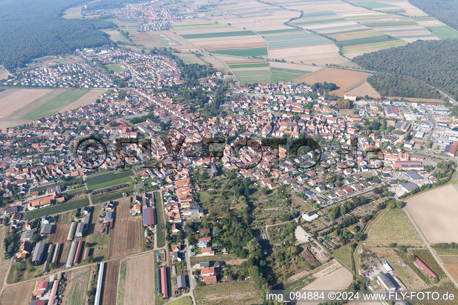 Rheinzabern in the state Rhineland-Palatinate, Germany seen from above