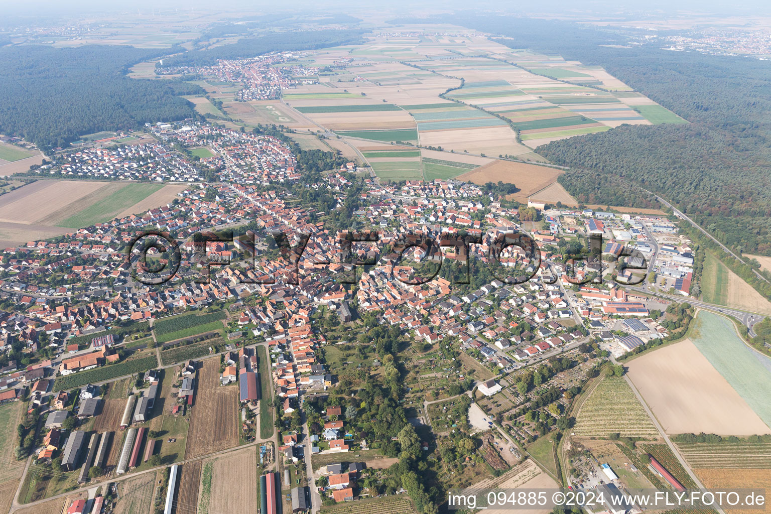 Rheinzabern in the state Rhineland-Palatinate, Germany from the plane