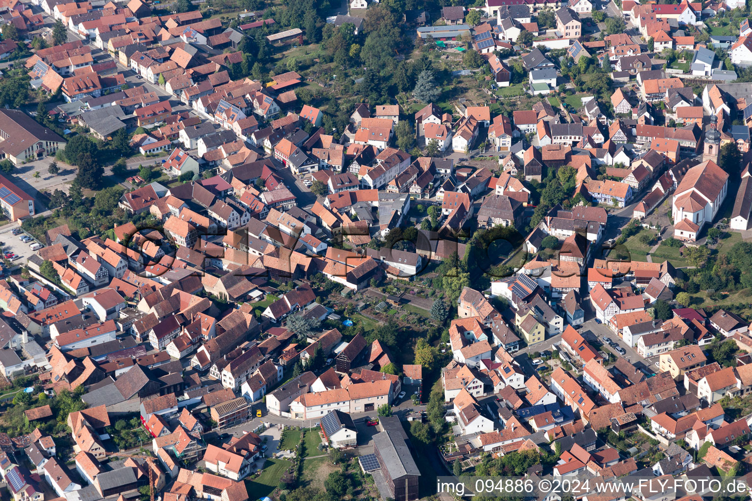 Bird's eye view of Rheinzabern in the state Rhineland-Palatinate, Germany