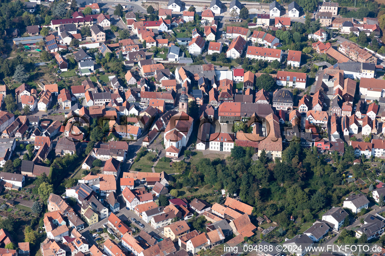 Rheinzabern in the state Rhineland-Palatinate, Germany viewn from the air