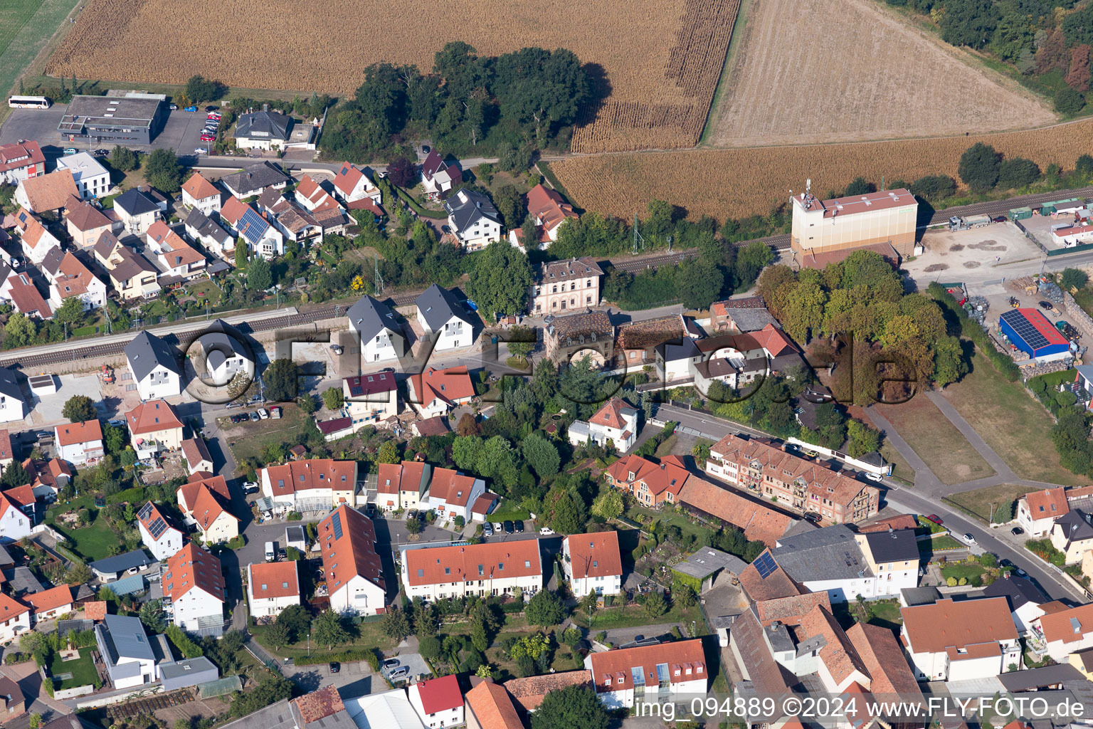 Drone recording of Rheinzabern in the state Rhineland-Palatinate, Germany