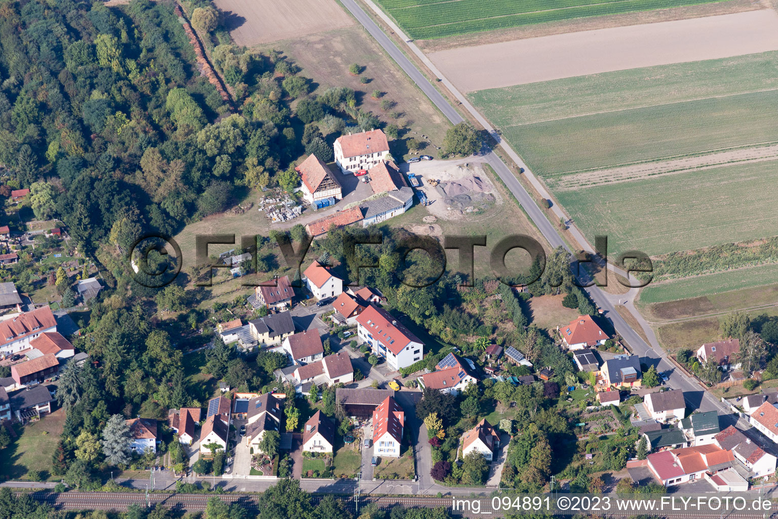 Drone image of Rheinzabern in the state Rhineland-Palatinate, Germany