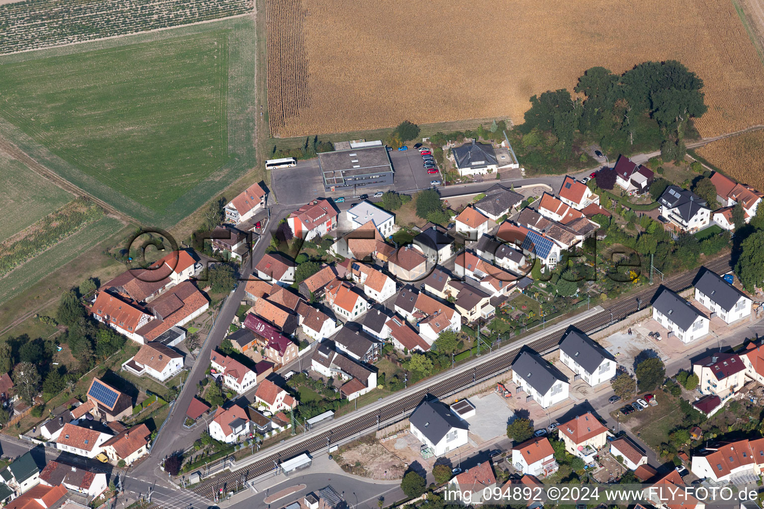 Rheinzabern in the state Rhineland-Palatinate, Germany from the drone perspective