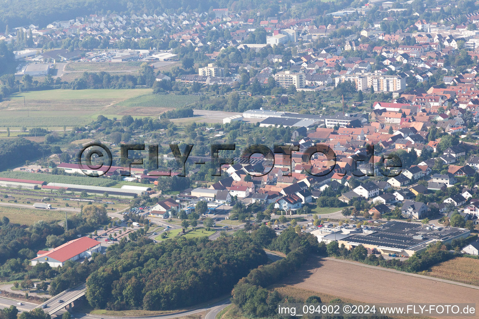 Drone recording of Kandel in the state Rhineland-Palatinate, Germany