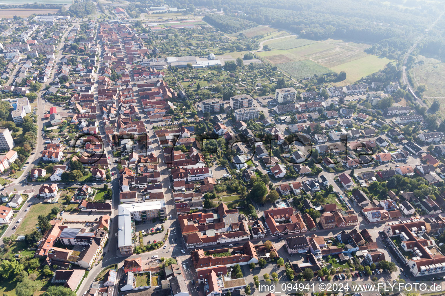 Kandel in the state Rhineland-Palatinate, Germany from the plane