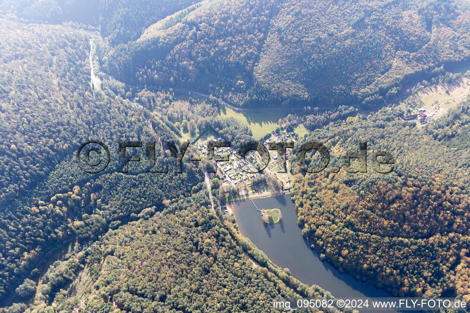 Aerial view of Camping de Fleckenstein in Lembach in the state Bas-Rhin, France