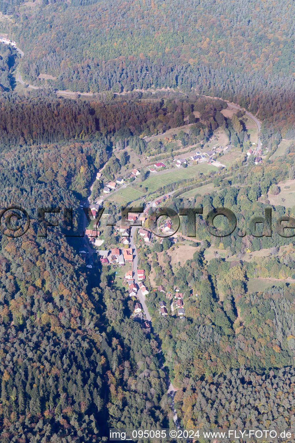 Aerial view of Hirschthal in the state Rhineland-Palatinate, Germany