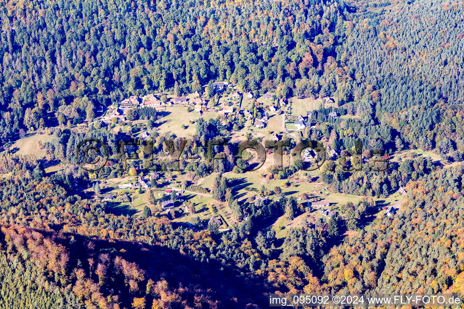 Aerial photograpy of Wengelsbach in Niedersteinbach in the state Bas-Rhin, France