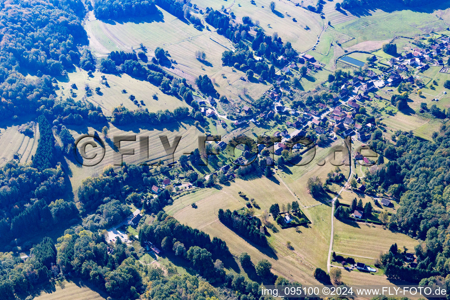 Bird's eye view of Niedersteinbach in the state Bas-Rhin, France