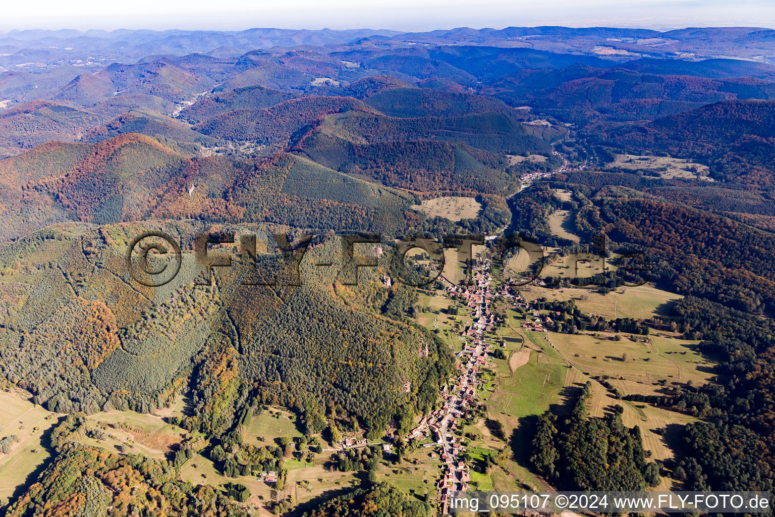 Aerial photograpy of Obersteinbach in the state Bas-Rhin, France