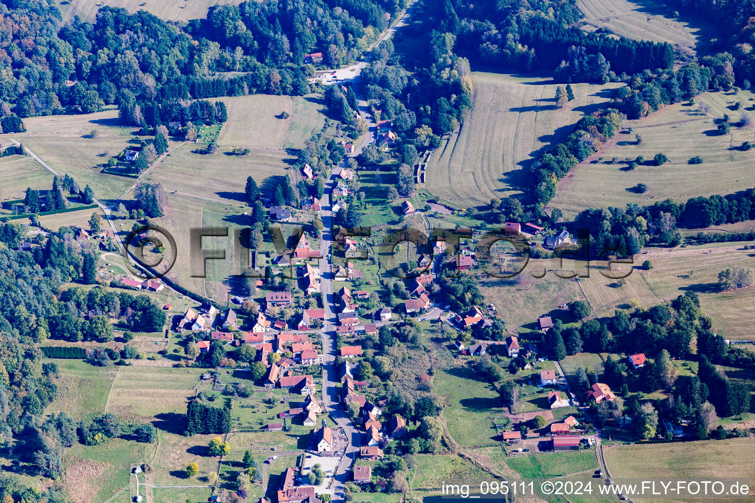 Obersteinbach in the state Bas-Rhin, France from above