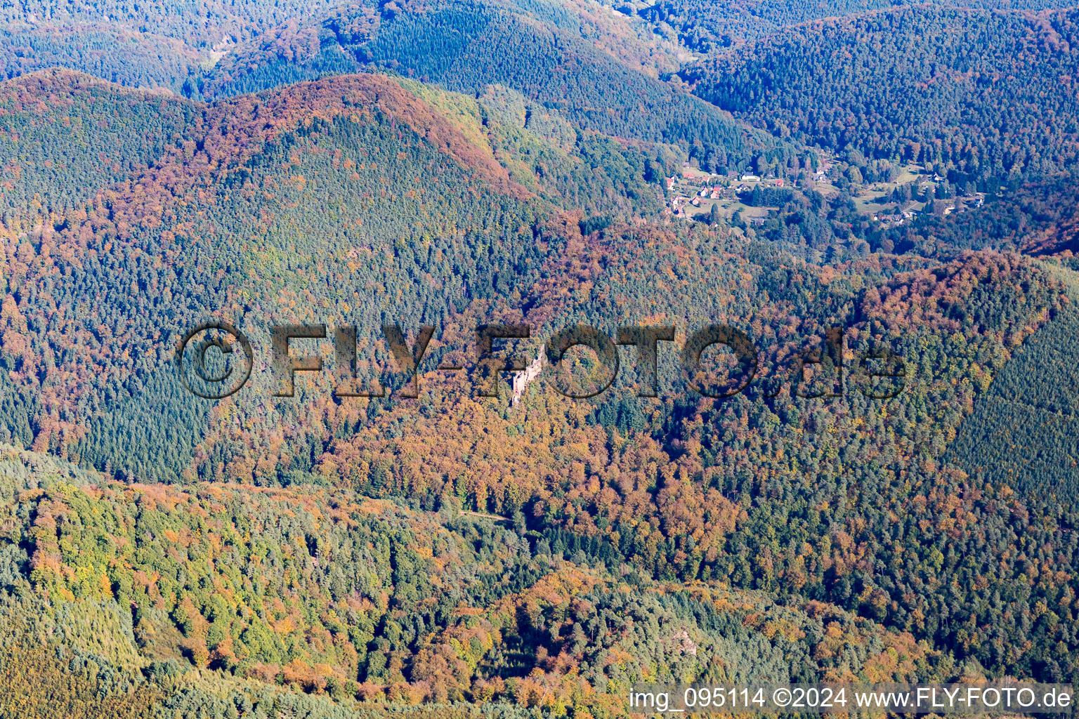 Dambach in the state Bas-Rhin, France viewn from the air